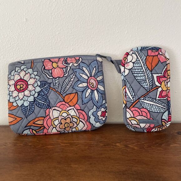Vera Bradley Set Of 2: Double Eyeglass Case + Makeup Cosmetic Bag Floral *READ* - Picture 2 of 10